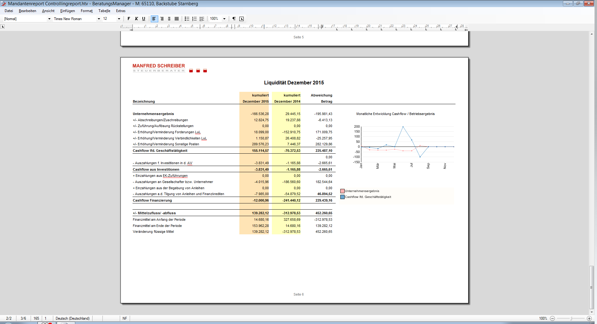 Rechnungswesen fr Steuerberater - Controlling - Wirtschaftsberatung - Controllingreport - Ansicht2