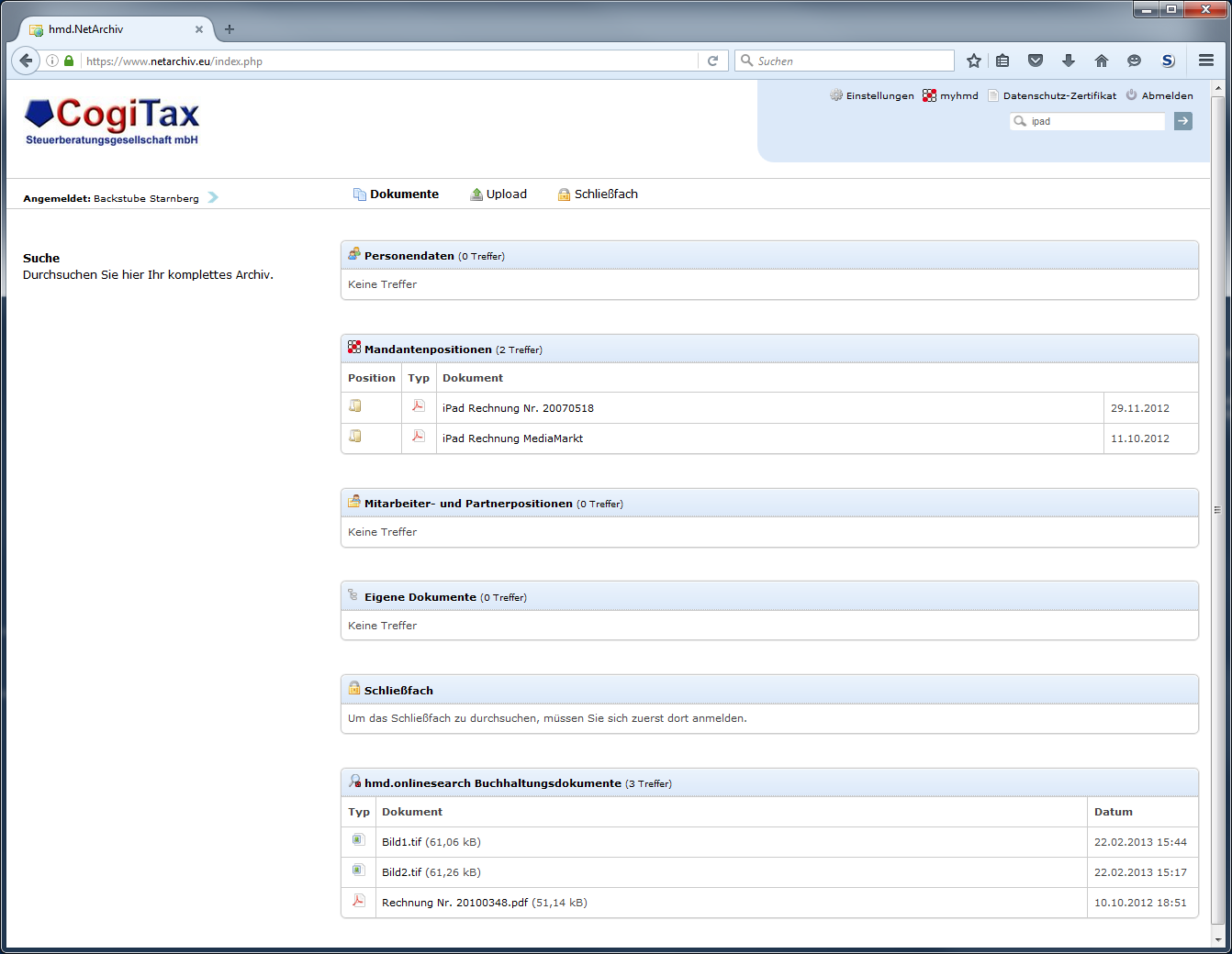 Cloudl�sungen f�r Steuerberater - Mandantenl�sungen - Rechnungswesen - Netarchiv - Volltextsuche