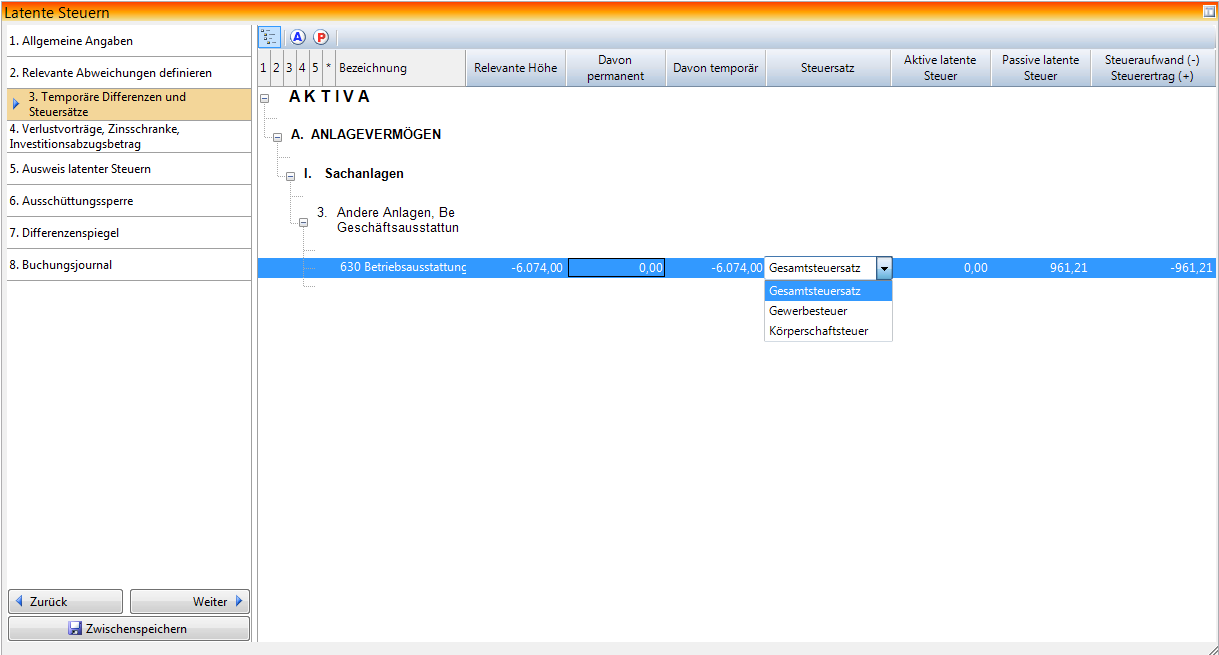 Rechnungswesen f�r Steuerberater - Rechnungswesen - Jahresabschluss - Latente - Steuern - Differenzen - Steuers�tze