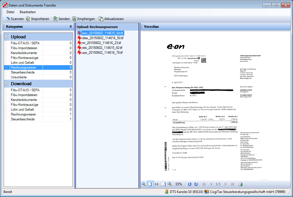 Cloudl�sungen f�r Steuerberater - Mandantenl�sungen - Rechnungswesen - Finanzbuchhaltung - Belegtransfer - Upload - Belegbilder