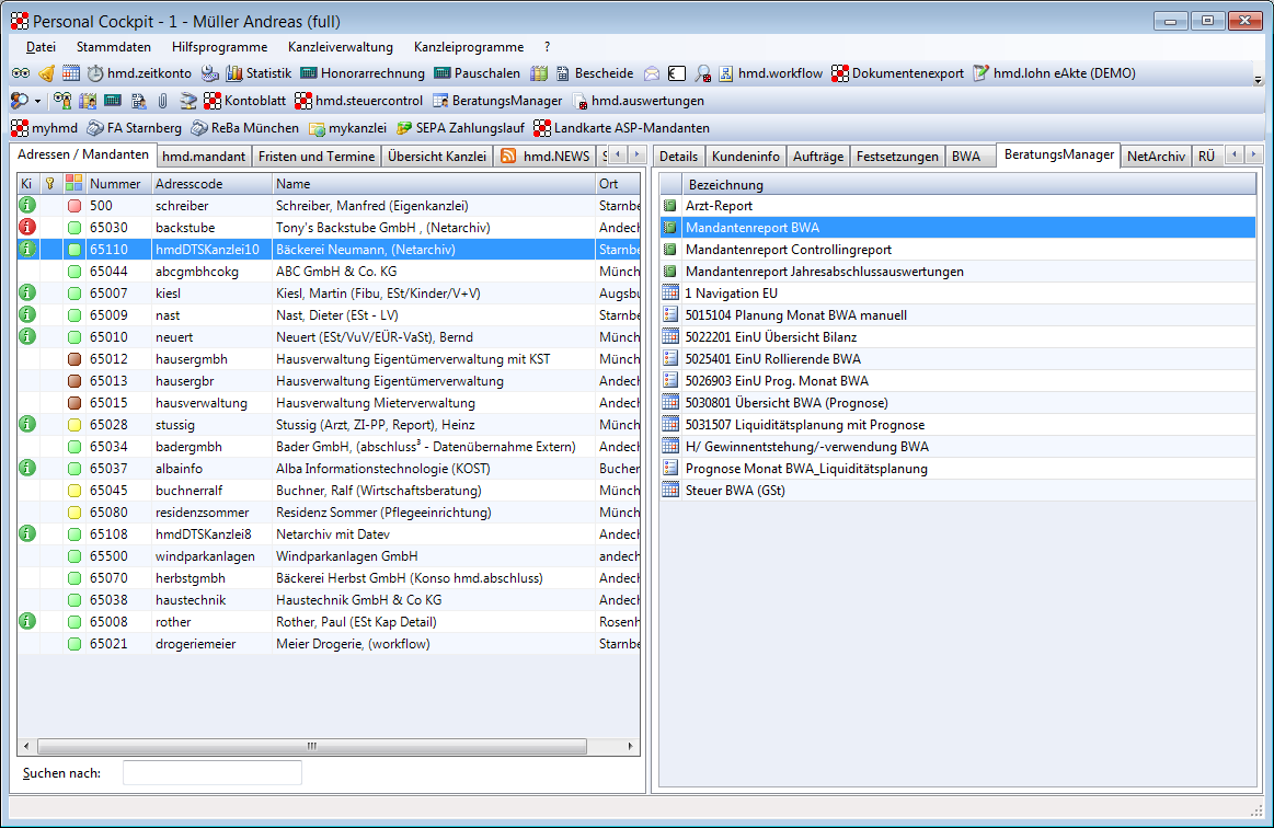 Rechnungswesen f�r Steuerberater - Controlling - Wirtschaftsberatung - �bersicht - Auswertungen