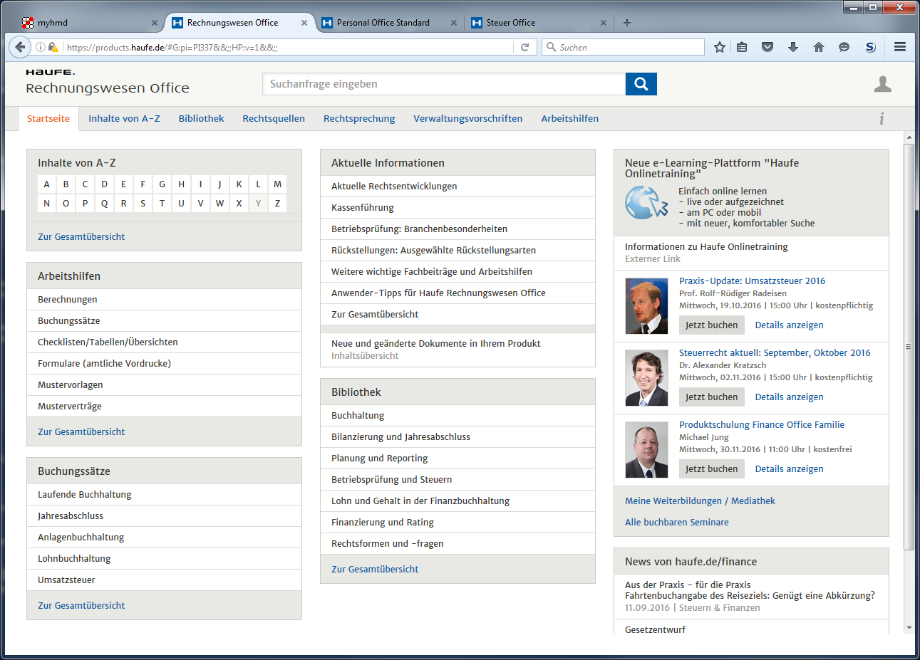 Onlinel�sungen f�r Steuerberater - Cloudl�sungen - Steuerfachinformationen - myhmd - RechnungswesenOffice