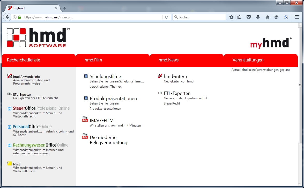 Onlinelsungen fr Steuerberater - Cloudlsungen - Steuerfachinformationen - myhmd - Portal