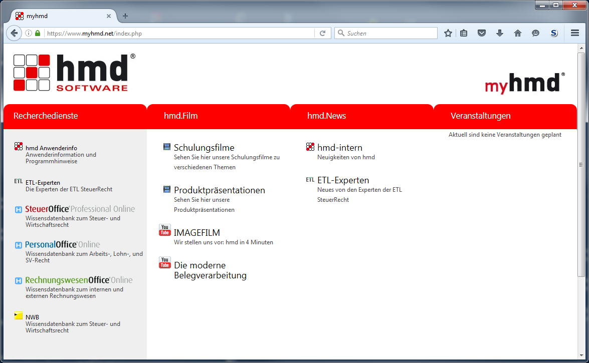 Onlinel�sungen f�r Steuerberater - Cloudl�sungen - Steuerfachinformationen - myhmd - Portal