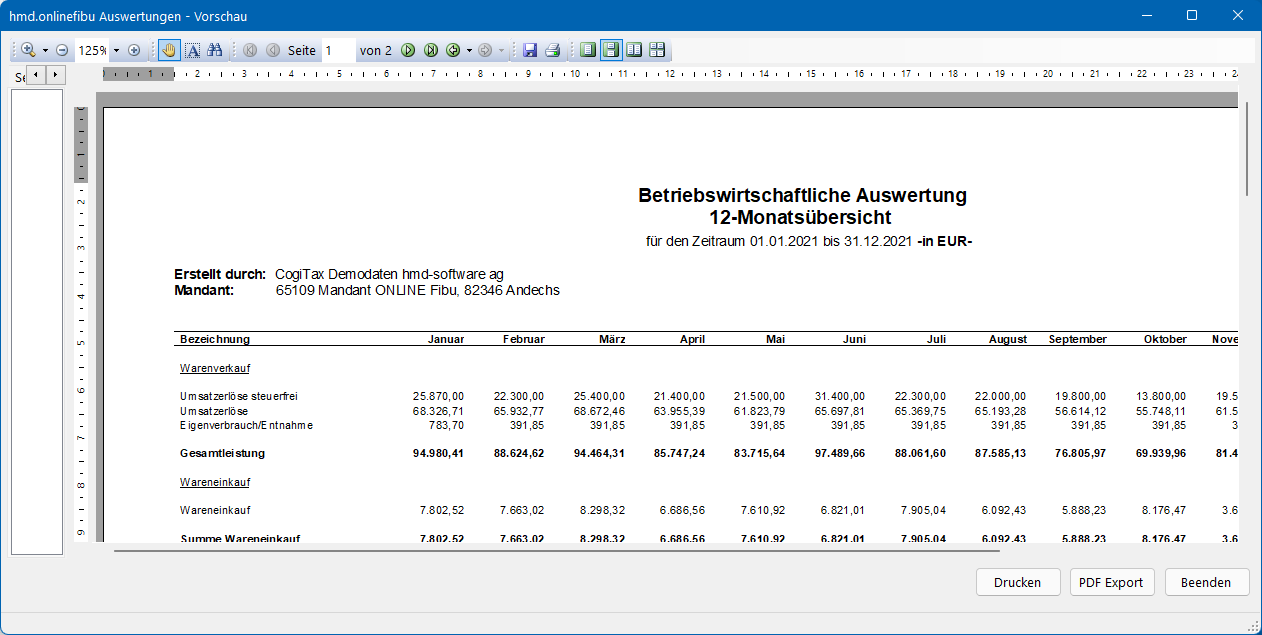 Cloudl�sungen f�r Steuerberater - Mandantenl�sungen - Rechnungswesen - Finanzbuchhaltung - Auswertungen - 12 Monats BWA