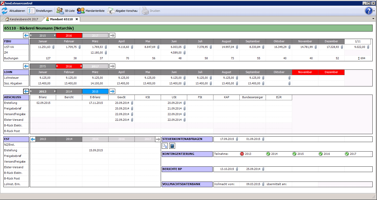 Onlinel�sungen f�r Steuerberater - Mandantenl�sungen - Freizeichnungsportal - Steuercontrol - Ansicht