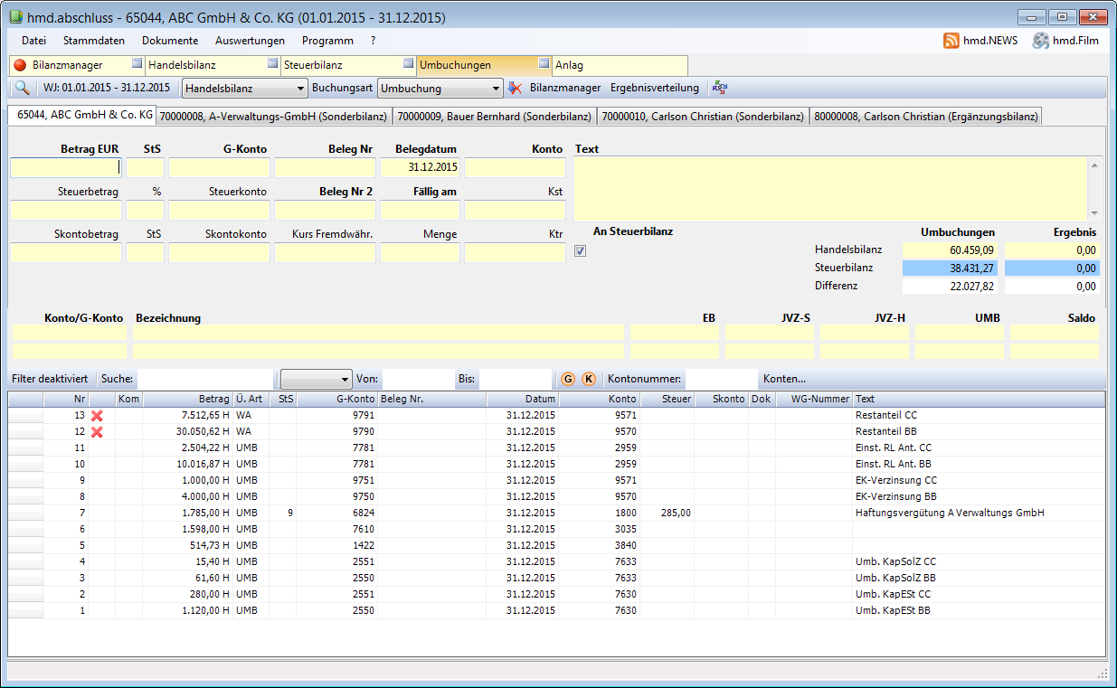 Rechnungswesen f�r Steuerberater - Rechnungswesen - Jahresabschluss - Sonderbilanz - Erg�nzungsbilanz - �bersicht