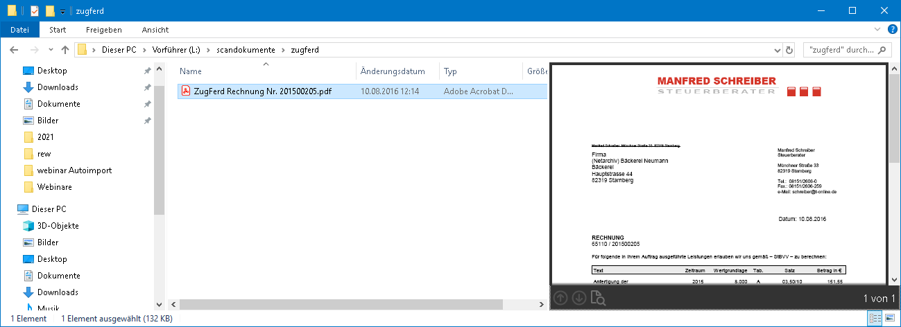 Rechnungswesen f�r Steuerberater - Finanzbuchhaltung - Zugferd - Dokument - hinzuf�gen