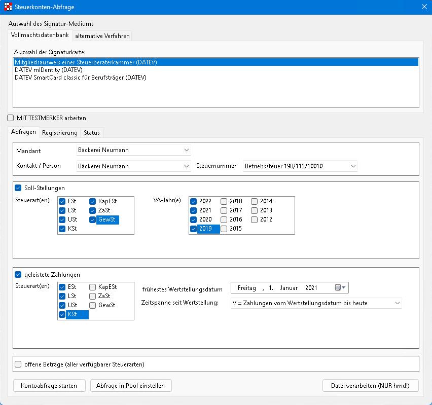 Kanzleiorganisation f�r Steuerberater - Steuern - Auftr�ge - Qualit�tskontrolle - Steuerkontoabfrage