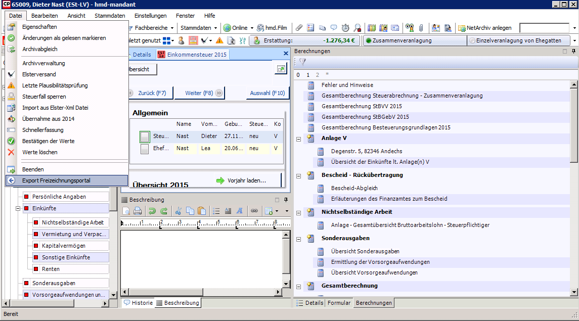 Onlinel�sungen f�r Steuerberater - Mandantenl�sungen - Freizeichnungsportal - Export - Dokumente