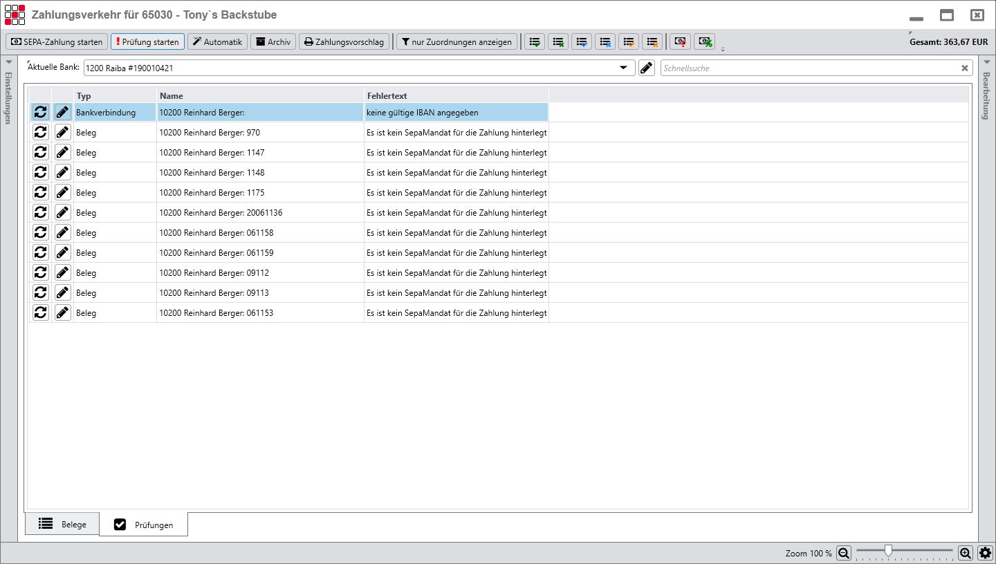 Cloudl�sungen f�r Steuerberater - Mandantenl�sungen - Rechnungswesen - Zahlungsverkehr - Zahlungslauf SEPA Pr�fliste