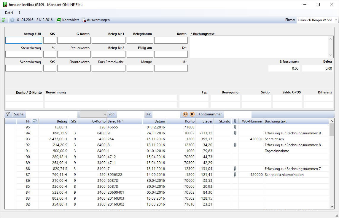 Cloudl�sungen f�r Steuerberater - Mandantenl�sungen - Rechnungswesen - Finanzbuchhaltung - Buchungsmaske