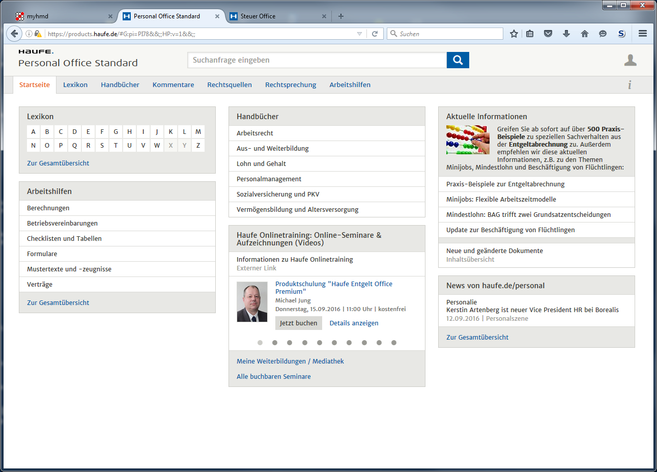 Onlinel�sungen f�r Steuerberater - Cloudl�sungen - Steuerfachinformationen - myhmd - PersonalOffice