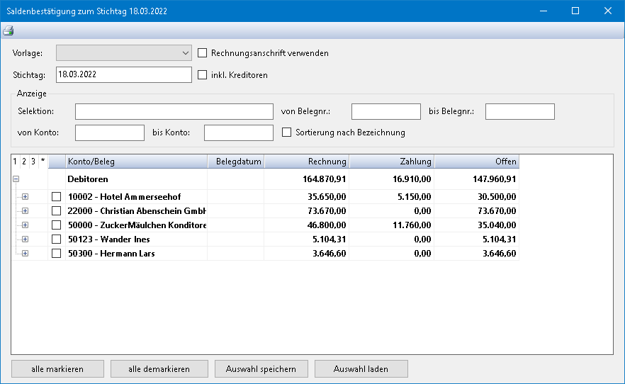 Rechnungswesen f�r Steuerberater - Finanzbuchhaltung - Mahnwesen - Saldenbest�tigung