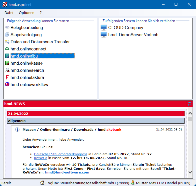 Cloudl�sungen f�r Steuerberater - Mandantenl�sungen - Rechnungswesen - Finanzbuchhaltung - Auswertungen - Programmauswahl