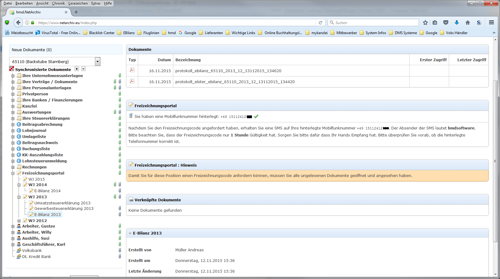 Onlinel�sungen f�r Steuerberater - Mandantenl�sungen - Freizeichnungsportal - Netarchiv - Ansicht
