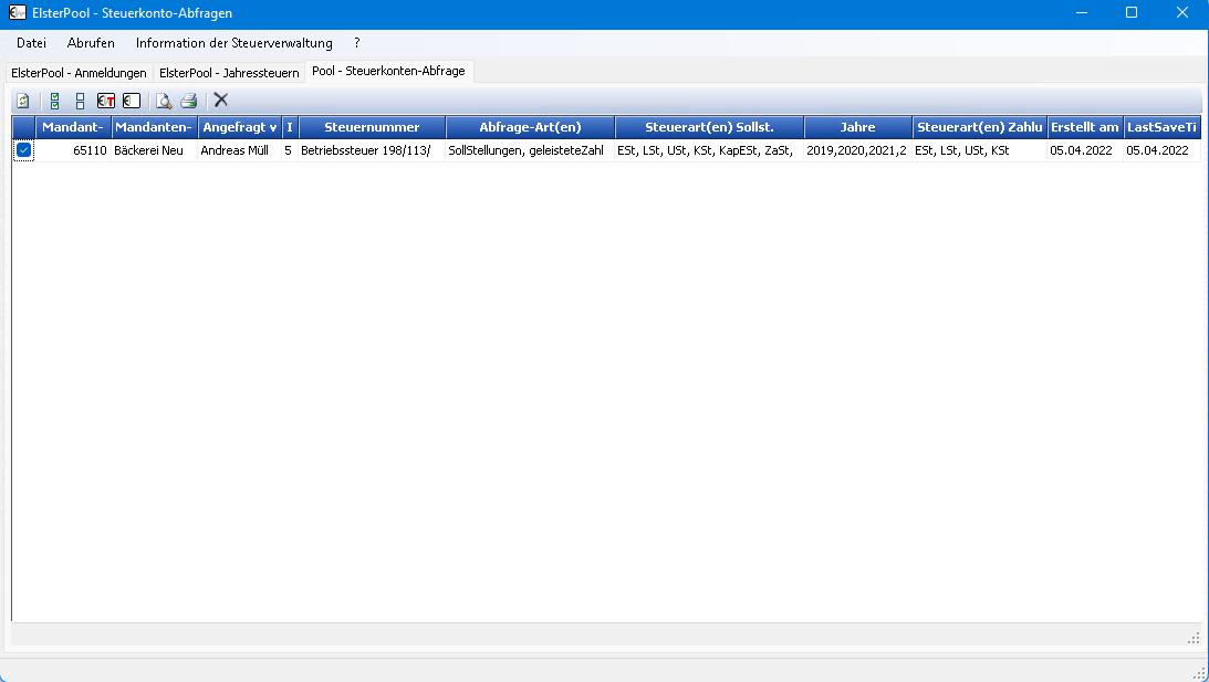 Kanzleiorganisation f�r Steuerberater - Steuern - Auftr�ge - Qualit�tskontrolle - Steuerkontoabfrage - Poolbereitstellung - Ansicht