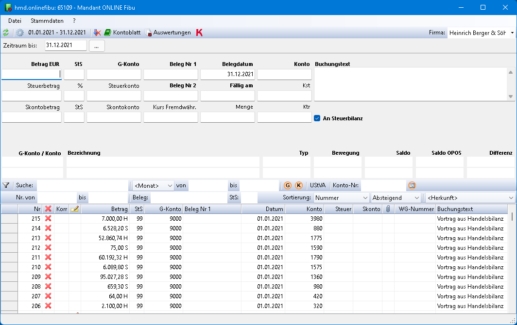 Rechnungswesen f�r Steuerberater - Mandantenl�sungen - Rechnungswesen - hmd.aspclient  -  Online - Finanzbuchhaltung