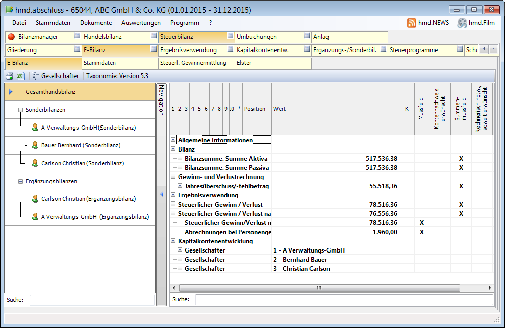 Rechnungswesen f�r Steuerberater - Rechnungswesen - Jahresabschluss - Kapitalkontenentwicklung - �bersicht