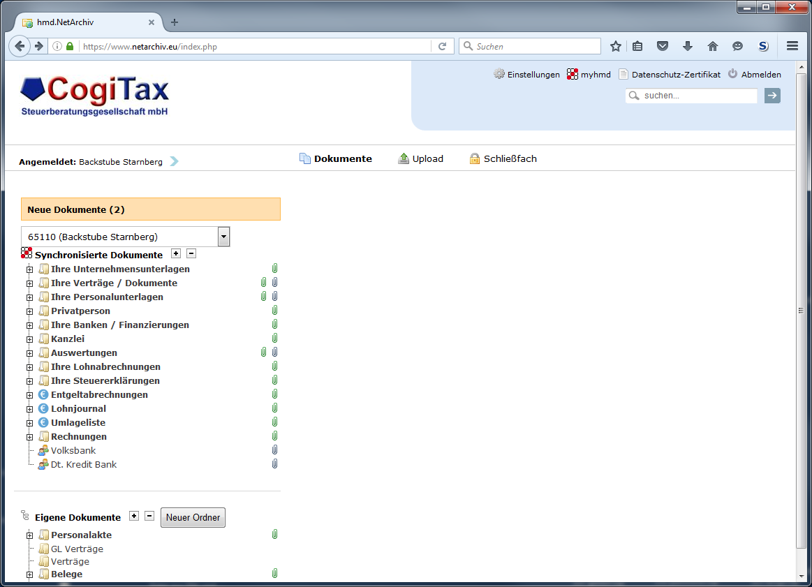 Cloudl�sungen f�r Steuerberater - Mandantenl�sungen - Rechnungswesen - Netarchiv - Ansicht