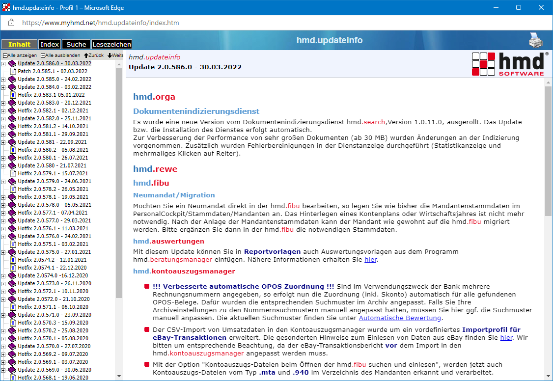 Onlinel�sungen f�r Steuerberater - Cloudl�sungen - Steuerfachinformationen - myhmd - Updateinfos