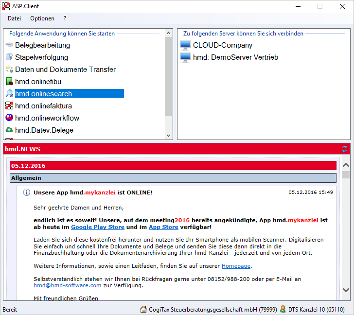 Cloudl�sungen f�r Steuerberater - Mandantenl�sungen - Rechnungswesen - Volltextsuche - Programmauswahl