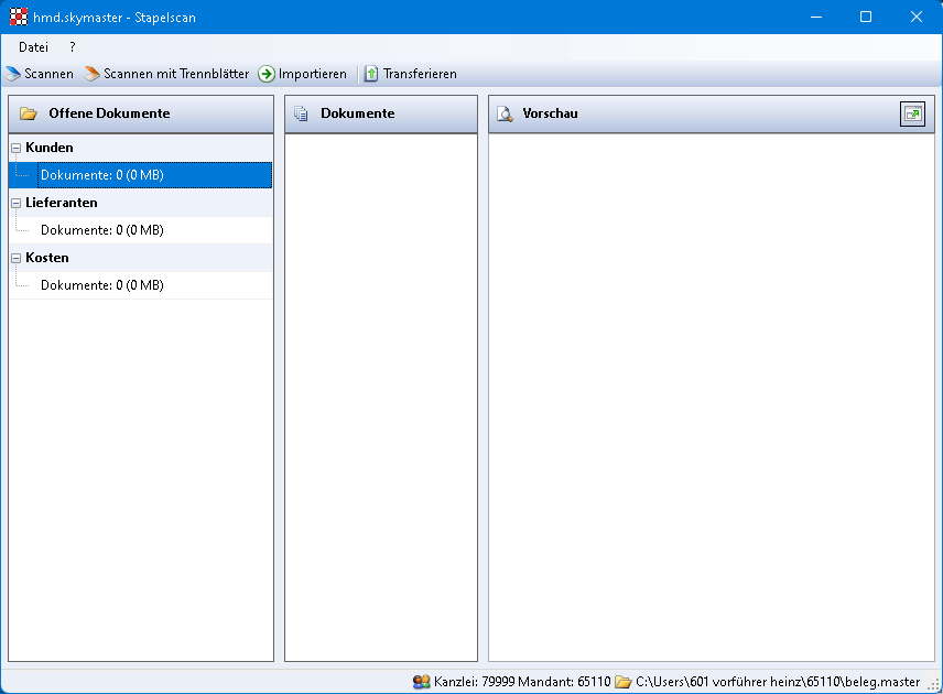 Rechnungswesen f�r Steuerberater - Mandantenl�sungen - Rechnungswesen - hmd.aspclient  -  Stapelscan