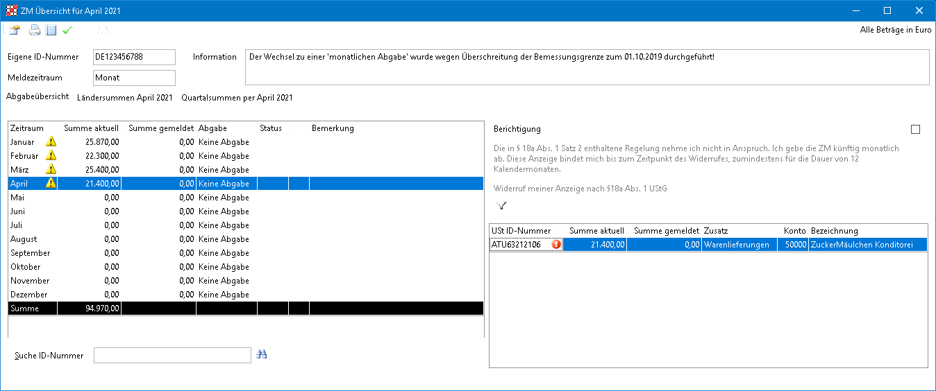 Rechnungswesen f�r Steuerberater - Finanzbuchhaltung - Kontrolle - UStID Pr�fung - Ansicht