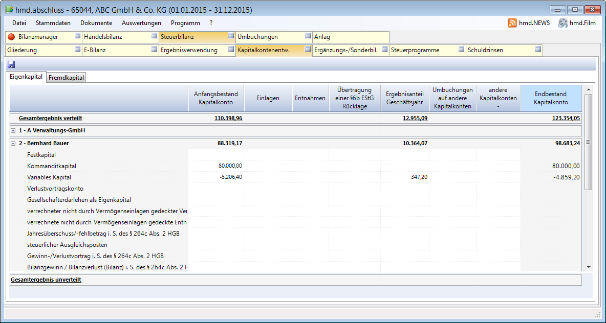 Rechnungswesen f�r Steuerberater - Rechnungswesen - Jahresabschluss - Kapitalkontenentwicklung - Anzeige - Fremdkapital