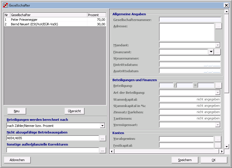 Rechnungswesen f�r Steuerberater - Steuern - Festellungserkl�rung - Gesellschafter