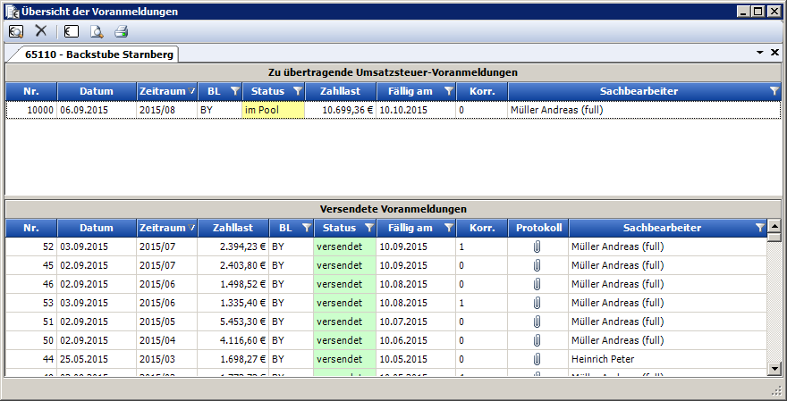 Rechnungswesen f�r Steuerberater - Finanzbuchhaltung - Kontrolle - Umsatzsteuervoranmeldung - �bersicht